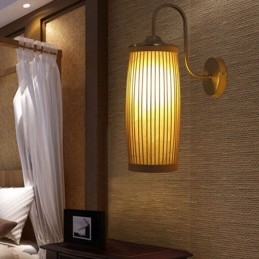 Taille Drum Design Wandlamp Creatieve Bamboe Wandlamp Nachtkastje Trappen Landelijke Verlichting