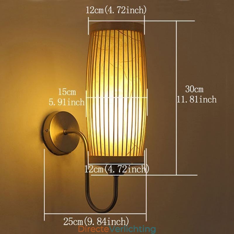 Taille Drum Design Wandlamp Creatieve Bamboe Wandlamp Nachtkastje Trappen Landelijke Verlichting