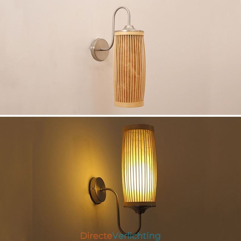 Taille Drum Design Wandlamp Creatieve Bamboe Wandlamp Nachtkastje Trappen Landelijke Verlichting