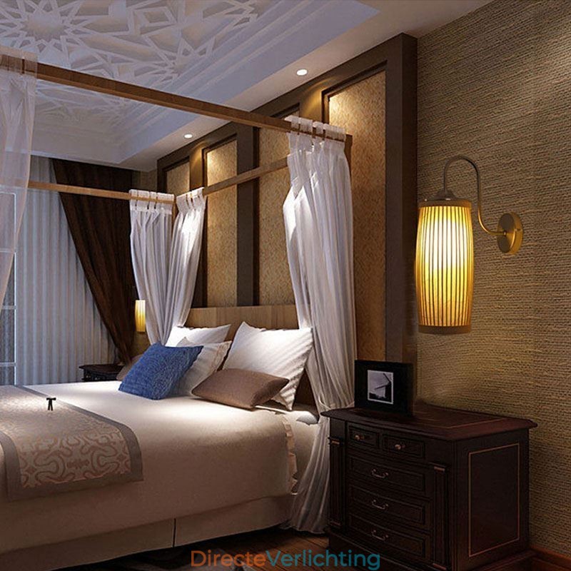 Taille Drum Design Wandlamp Creatieve Bamboe Wandlamp Nachtkastje Trappen Landelijke Verlichting