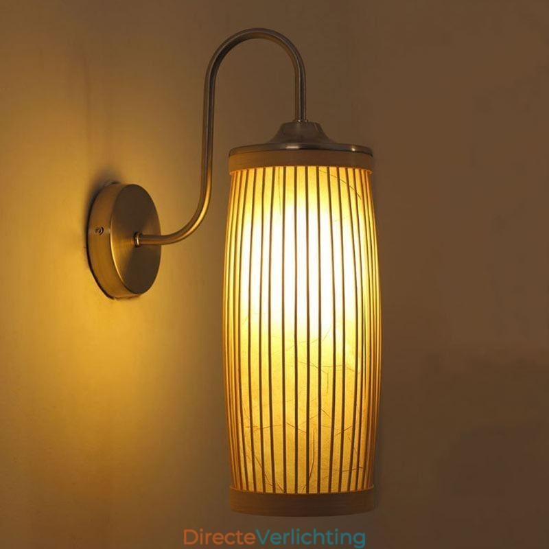 Taille Drum Design Wandlamp Creatieve Bamboe Wandlamp Nachtkastje Trappen Landelijke Verlichting
