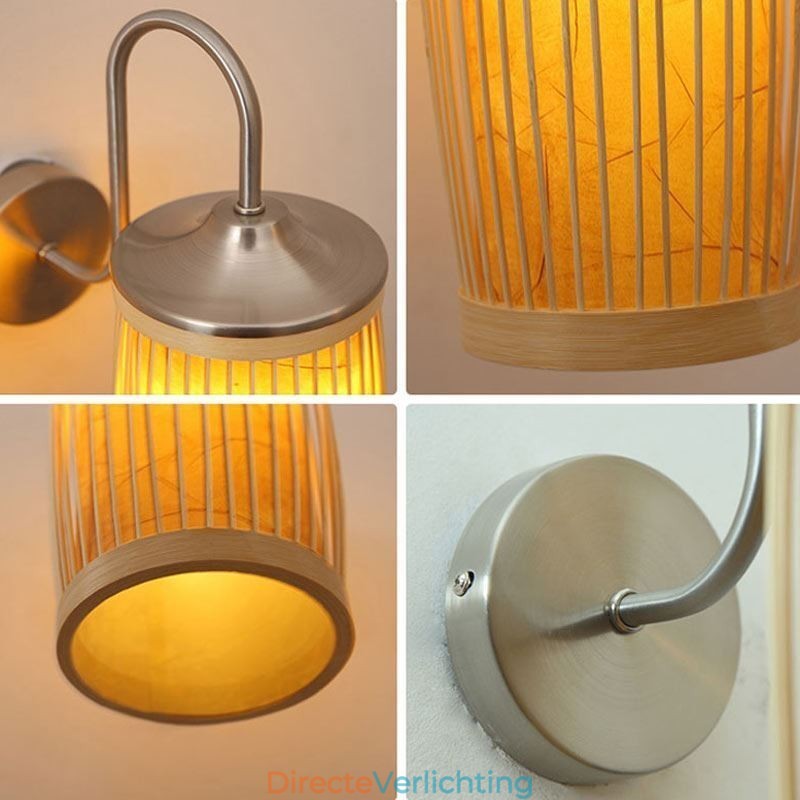 Taille Drum Design Wandlamp Creatieve Bamboe Wandlamp Nachtkastje Trappen Landelijke Verlichting