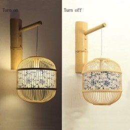 Kooi Design Wandlamp Creatieve Bamboe Hangende Wandlamp Bedside Decoratieve Lamp