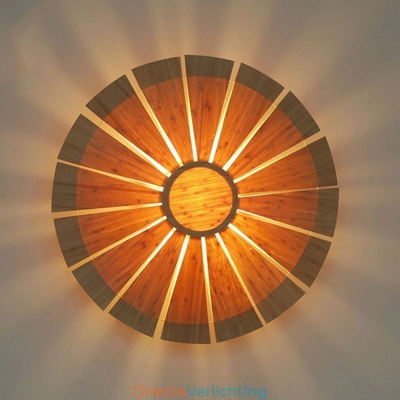 Ronde bloemenwandlamp Unieke bamboe wandlamp Creatieve decoratieve verlichting