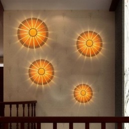 Ronde bloemenwandlamp Unieke bamboe wandlamp Creatieve decoratieve verlichting