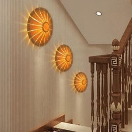 Ronde bloemenwandlamp Unieke bamboe wandlamp Creatieve decoratieve verlichting
