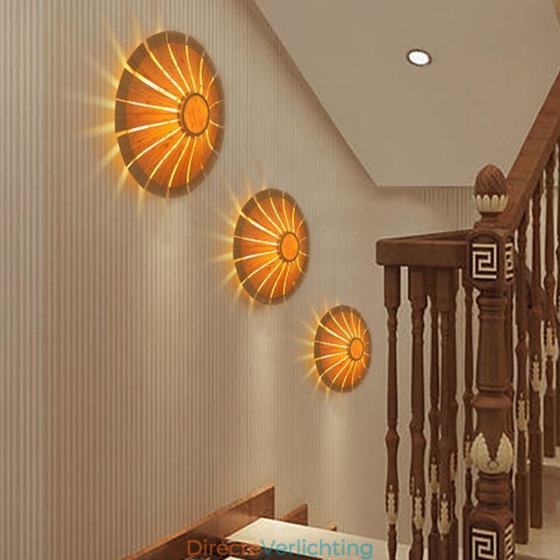 Ronde bloemenwandlamp Unieke bamboe wandlamp Creatieve decoratieve verlichting