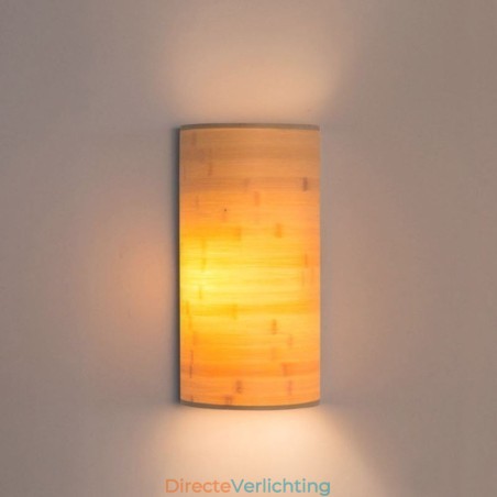 Japanse bamboe wandlamp, eenvoudige halve cirkelvormige wandlamp, verlichting naast het bed Japanse bamboe wandlamp, eenvoudige halve cirkelvormige wandlamp, verlichting naast het bed