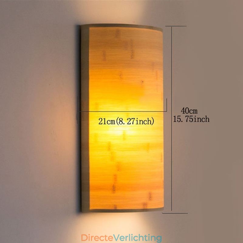 Japanse bamboe wandlamp, eenvoudige halve cirkelvormige wandlamp, verlichting naast het bed