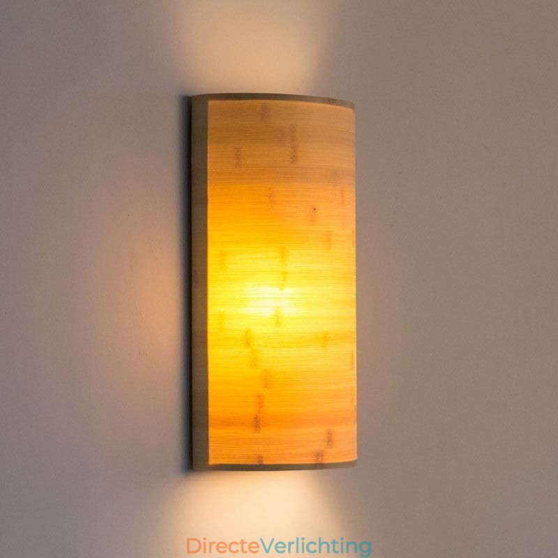 Japanse bamboe wandlamp, eenvoudige halve cirkelvormige wandlamp, verlichting naast het bed
