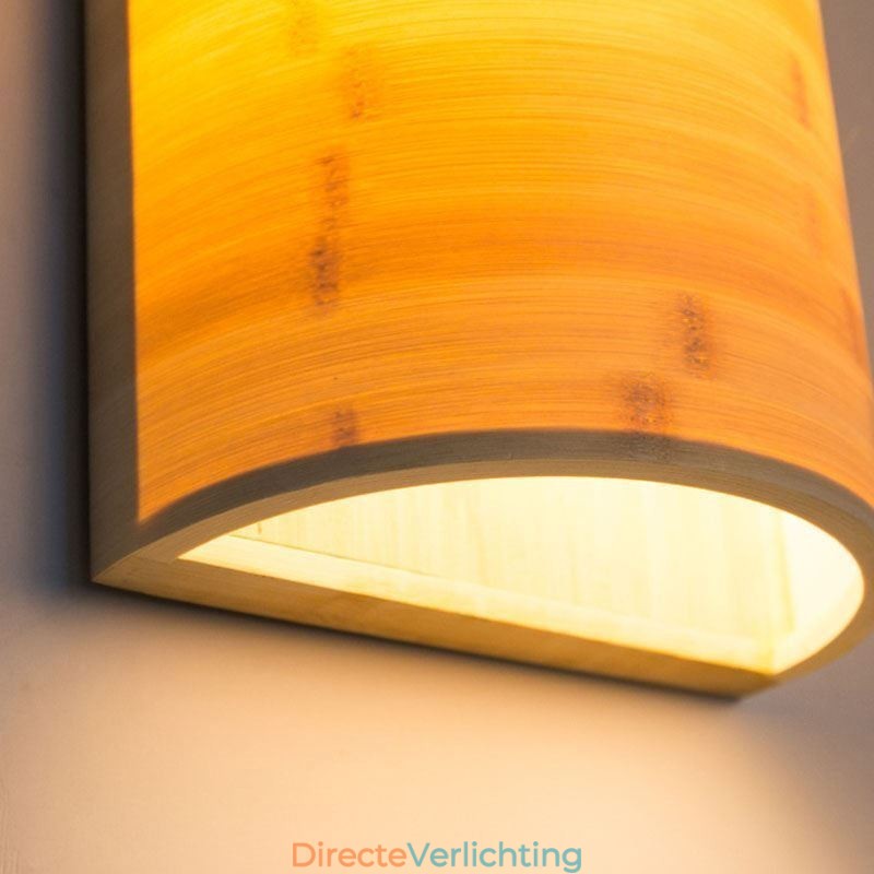 Japanse bamboe wandlamp, eenvoudige halve cirkelvormige wandlamp, verlichting naast het bed