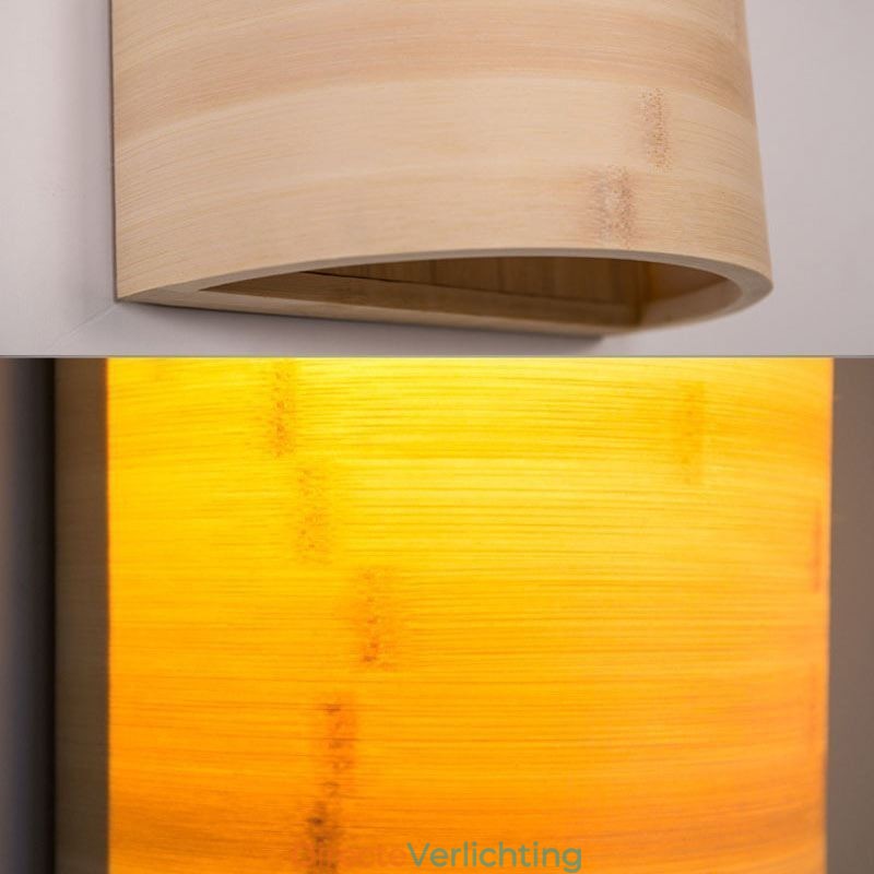 Japanse bamboe wandlamp, eenvoudige halve cirkelvormige wandlamp, verlichting naast het bed