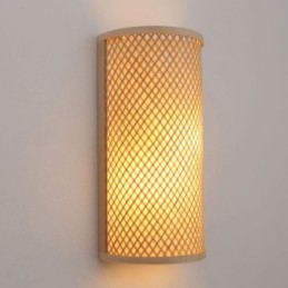 Halfcilindrische Bamboe Wandlamp Creatieve Nachtkastje Wandlamp Trappen Landelijke Verlichting
