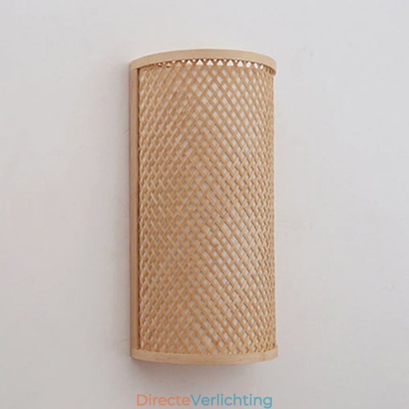 Halfcilindrische Bamboe Wandlamp Creatieve Nachtkastje Wandlamp Trappen Landelijke Verlichting