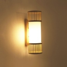 Verticale Bamboe Wandlamp Creatieve Ronde Wandlamp Nachtkastje Trap Verlichting