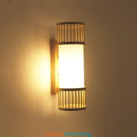 Verticale Bamboe Wandlamp Creatieve Ronde Wandlamp Nachtkastje Trap Verlichting Verticale Bamboe Wandlamp Creatieve Ronde Wandlamp Nachtkastje Trap Verlichting