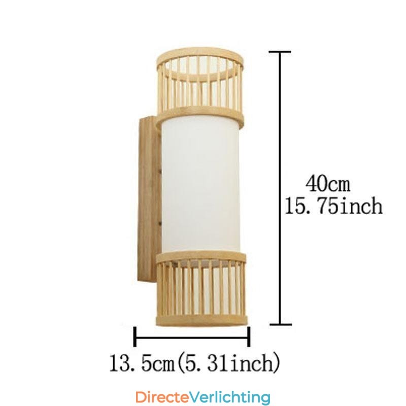 Verticale Bamboe Wandlamp Creatieve Ronde Wandlamp Nachtkastje Trap Verlichting
