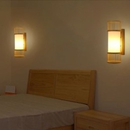 Verticale Bamboe Wandlamp Creatieve Ronde Wandlamp Nachtkastje Trap Verlichting