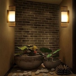 Verticale Bamboe Wandlamp Creatieve Ronde Wandlamp Nachtkastje Trap Verlichting