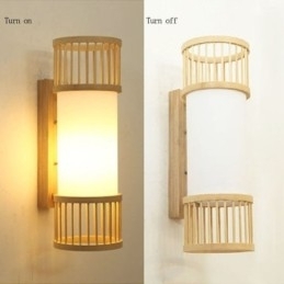 Verticale Bamboe Wandlamp Creatieve Ronde Wandlamp Nachtkastje Trap Verlichting