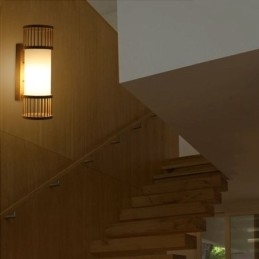 Verticale Bamboe Wandlamp Creatieve Ronde Wandlamp Nachtkastje Trap Verlichting