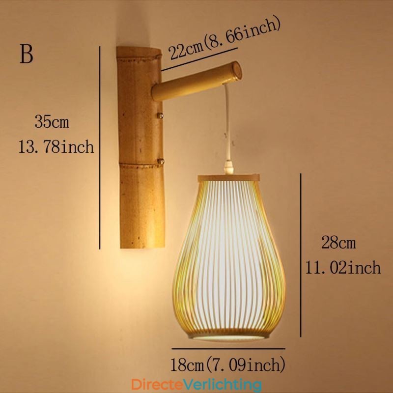 Geweven Bamboe Wandlamp Retro Chinese Wandlamp Verlichting