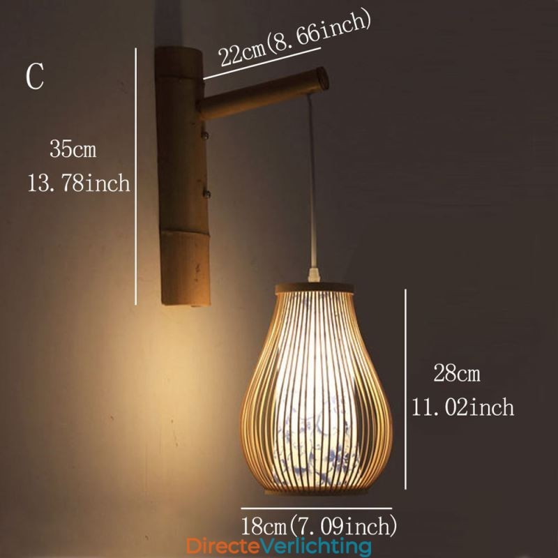 Geweven Bamboe Wandlamp Retro Chinese Wandlamp Verlichting