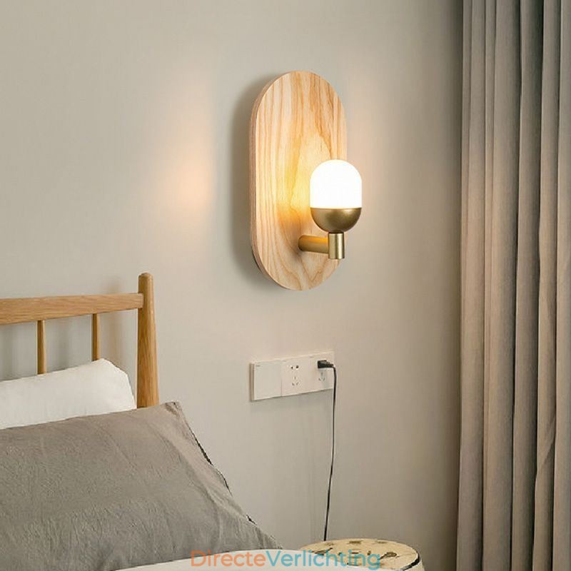 Decoratie Muur Houten Lamp Entree Gangpad Verlichting Nordic Bedside Wandlamp