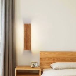 Moderne wandlamp van hout, entree, gangpadverlichting, Scandinavische wandlamp voor op het bed