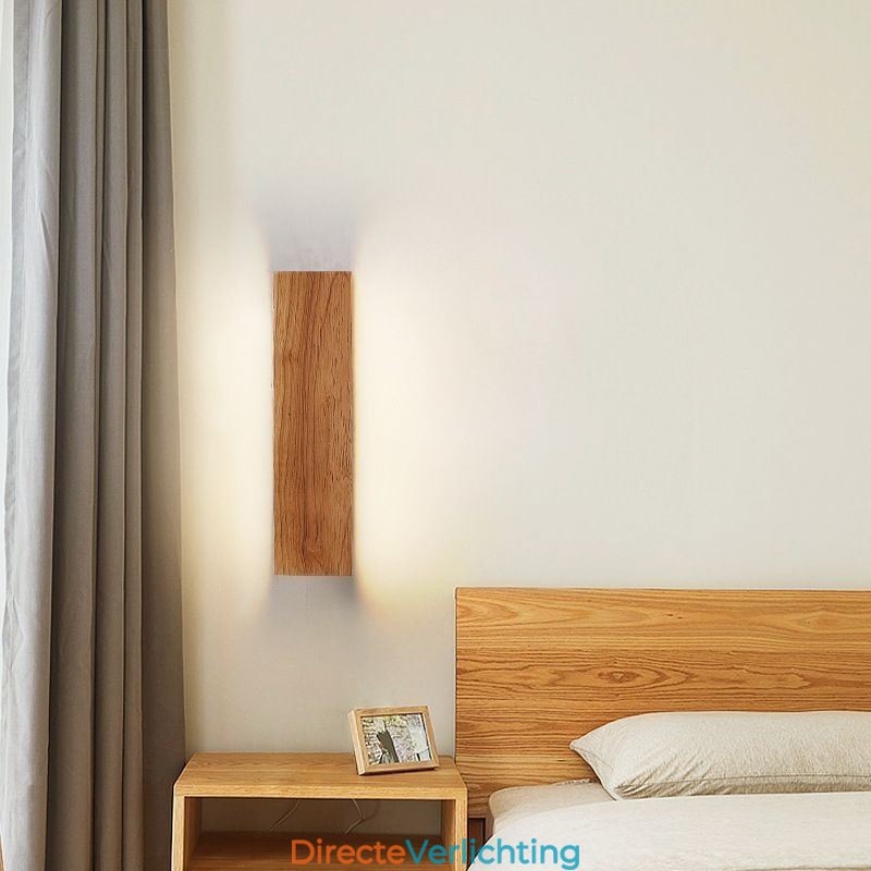 Moderne wandlamp van hout, entree, gangpadverlichting, Scandinavische wandlamp voor op het bed