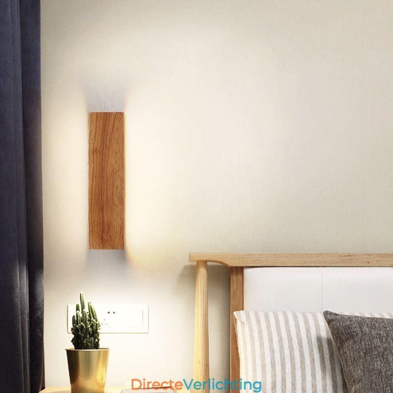 Moderne wandlamp van hout, entree, gangpadverlichting, Scandinavische wandlamp voor op het bed