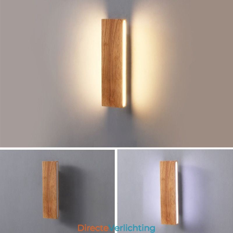 Moderne wandlamp van hout, entree, gangpadverlichting, Scandinavische wandlamp voor op het bed