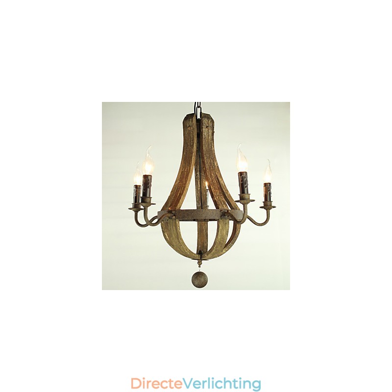 Kroonluchter 5 lampen Vintage Retro Landelijk Wonen Eetkamer Metaal