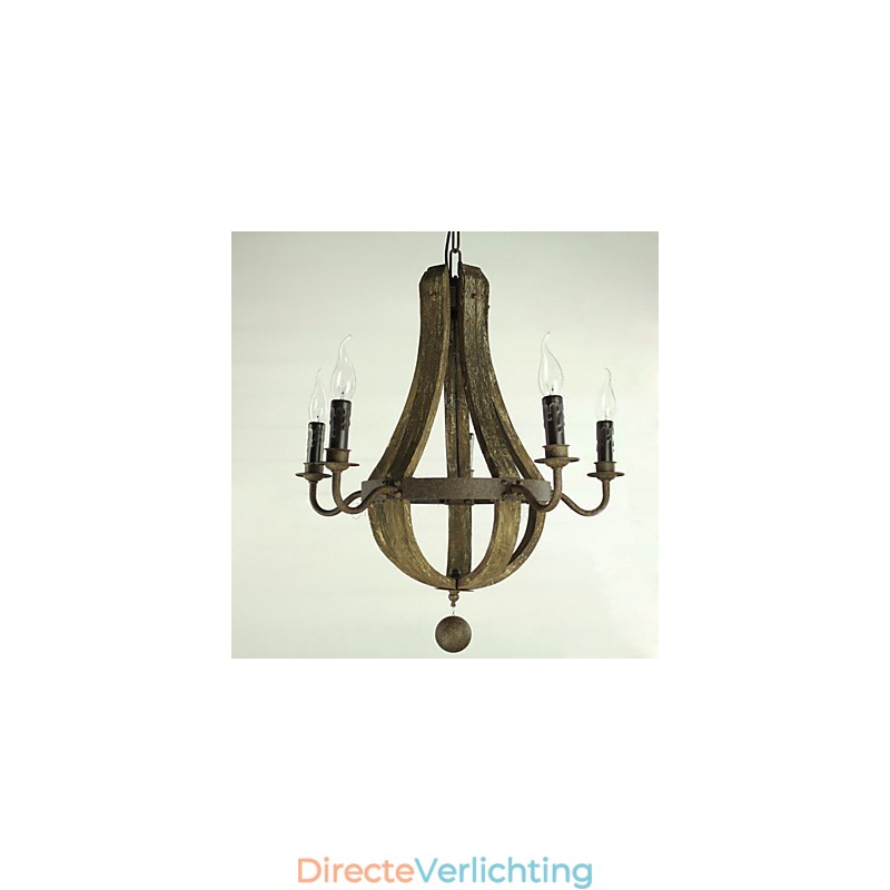 Kroonluchter 5 lampen Vintage Retro Landelijk Wonen Eetkamer Metaal