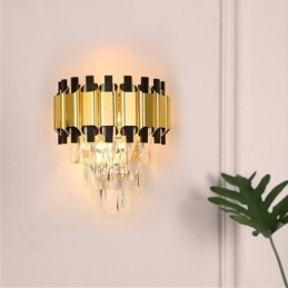 Hangende kristallen moderne wandlamp met vaste bedrading, 11,81" hoge armatuur