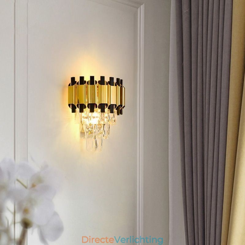 Hangende kristallen moderne wandlamp met vaste bedrading, 11,81" hoge armatuur