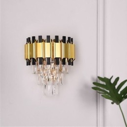 Hangende kristallen moderne wandlamp met vaste bedrading, 11,81" hoge armatuur