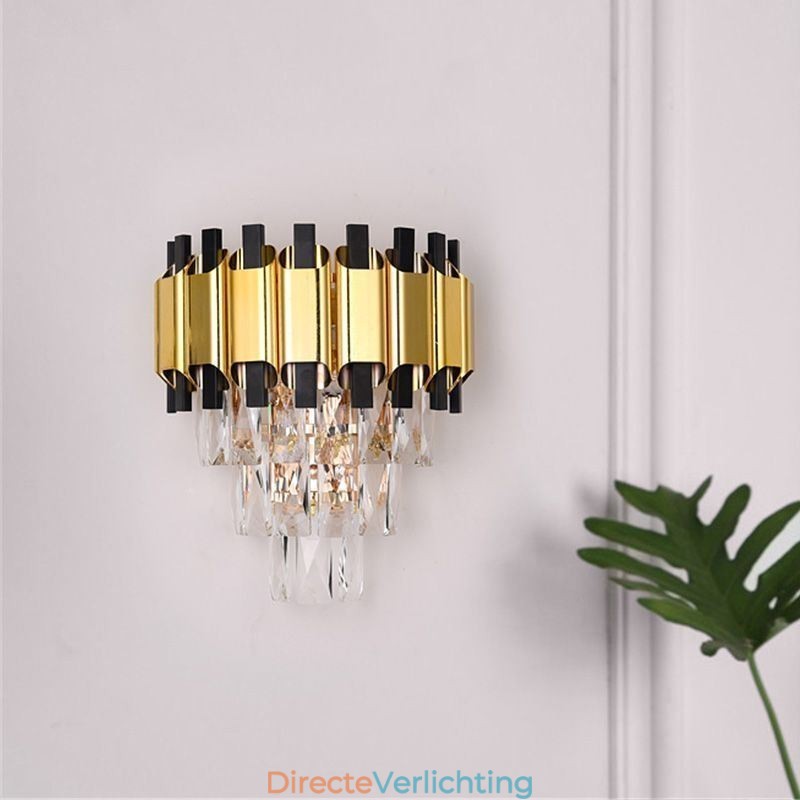 Hangende kristallen moderne wandlamp met vaste bedrading, 11,81" hoge armatuur