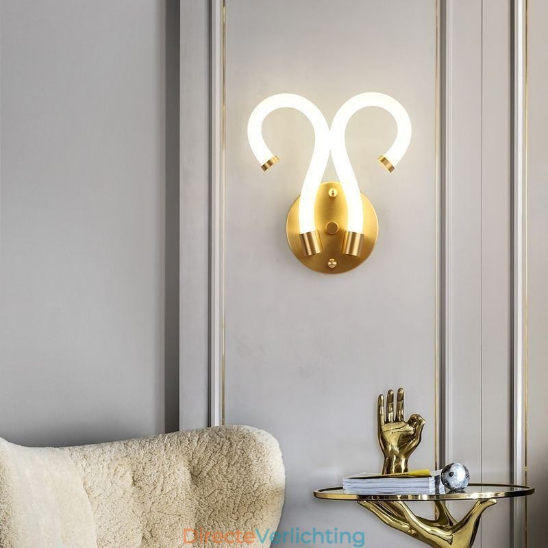 Moderne wandlamp Creativiteit Wandlamp Koper Schapenhoorn 2 Lampen