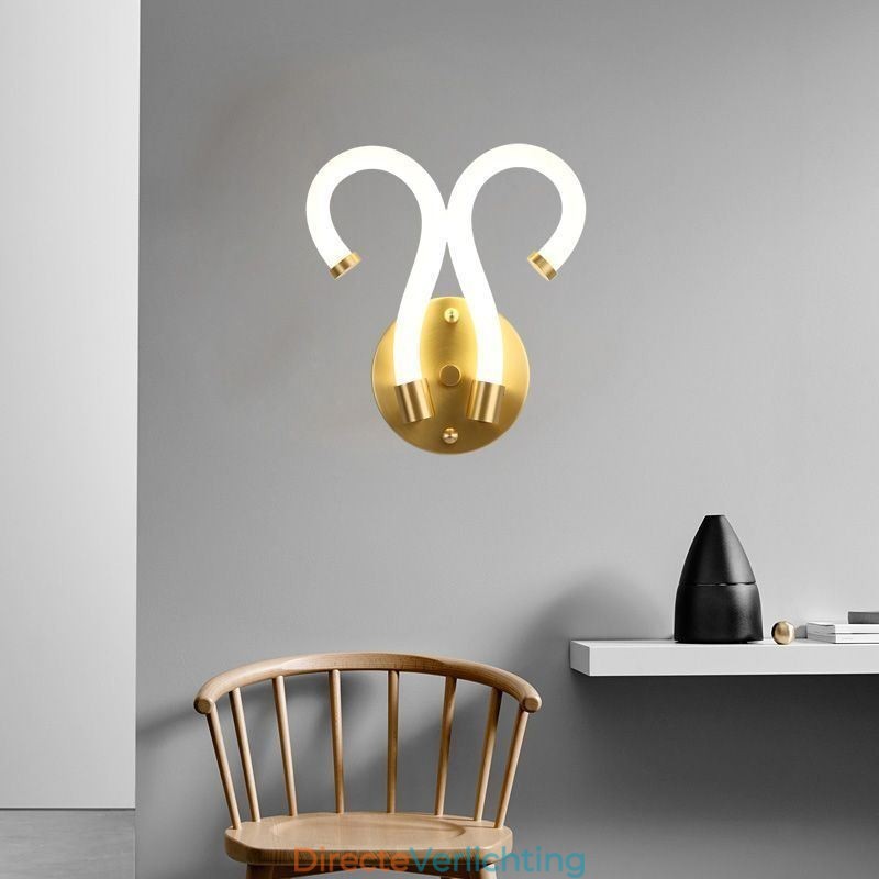 Moderne wandlamp Creativiteit Wandlamp Koper Schapenhoorn 2 Lampen