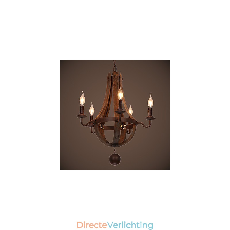 Kroonluchter 5 lampen Vintage Retro Landelijk Wonen Eetkamer Metaal