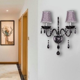 Europese stijl kristallen wandlamp zwarte twee lichts kaars wandlamp