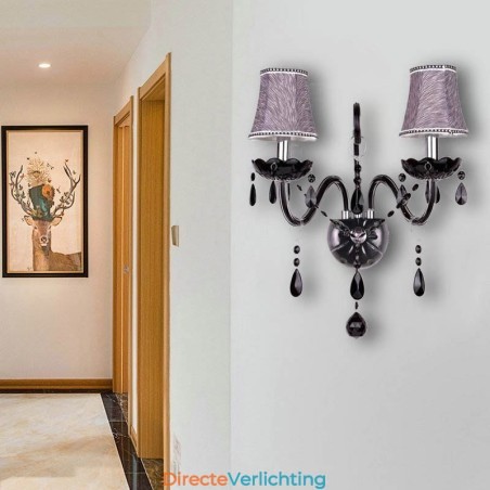 Europese stijl kristallen wandlamp zwarte twee lichts kaars wandlamp Europese stijl kristallen wandlamp zwarte twee lichts kaars wandlamp