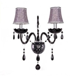 Europese stijl kristallen wandlamp zwarte twee lichts kaars wandlamp