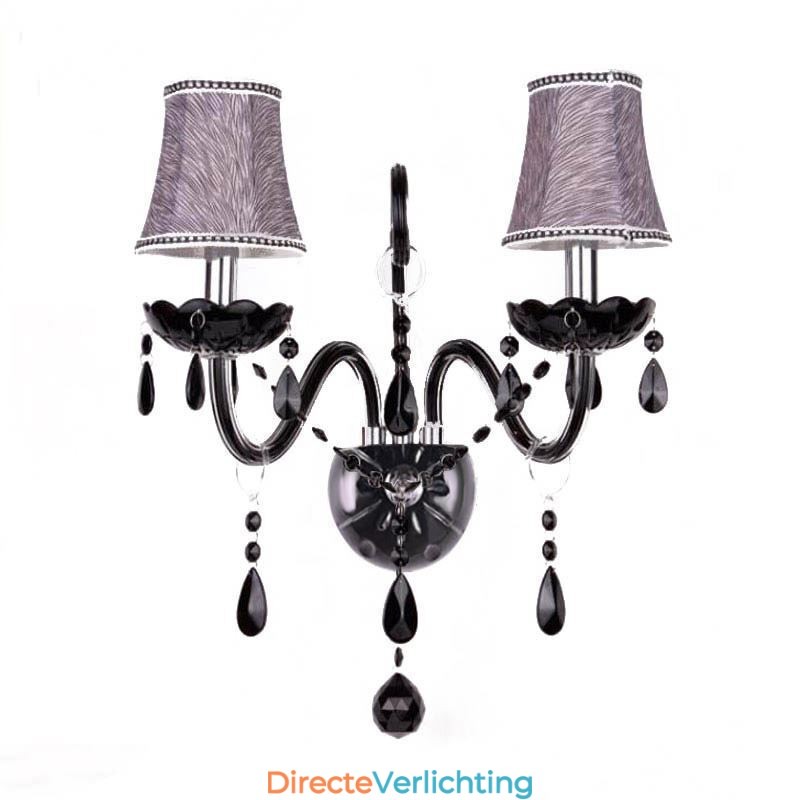 Europese stijl kristallen wandlamp zwarte twee lichts kaars wandlamp