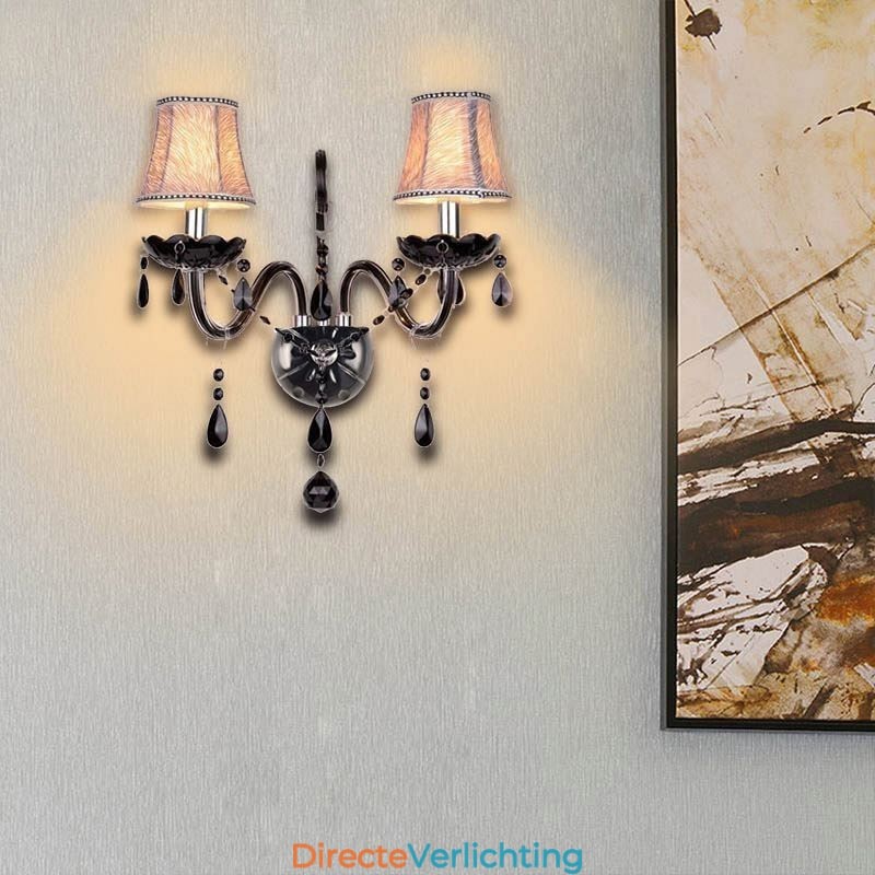 Europese stijl kristallen wandlamp zwarte twee lichts kaars wandlamp