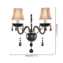 Europese stijl kristallen wandlamp zwarte twee lichts kaars wandlamp