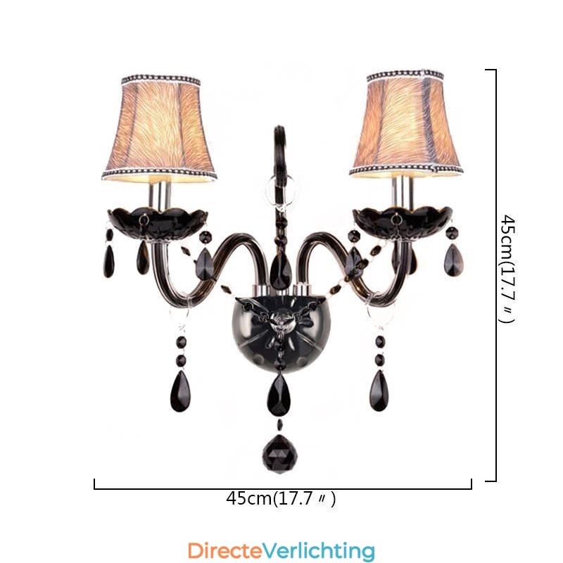 Europese stijl kristallen wandlamp zwarte twee lichts kaars wandlamp