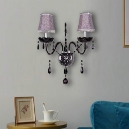 Europese stijl kristallen wandlamp zwarte twee lichts kaars wandlamp