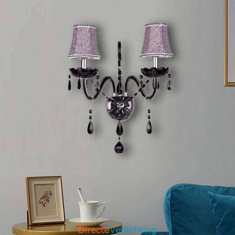 Europese stijl kristallen wandlamp zwarte twee lichts kaars wandlamp